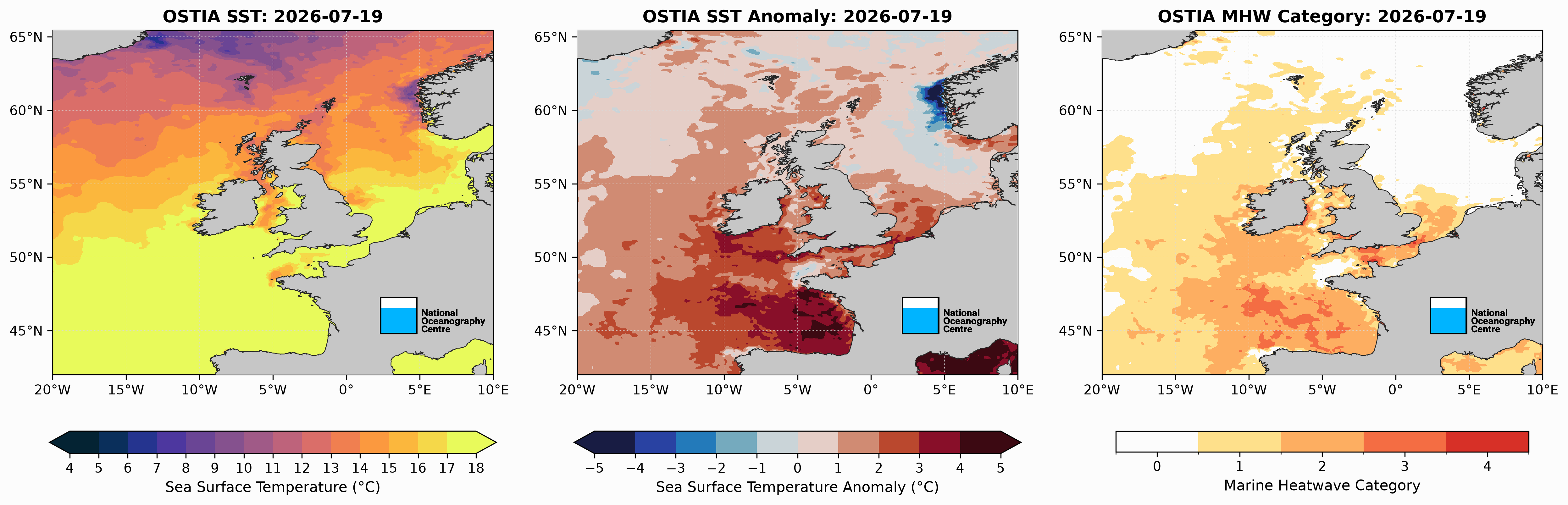 Sea Surface Temperatures for 19 July 2026