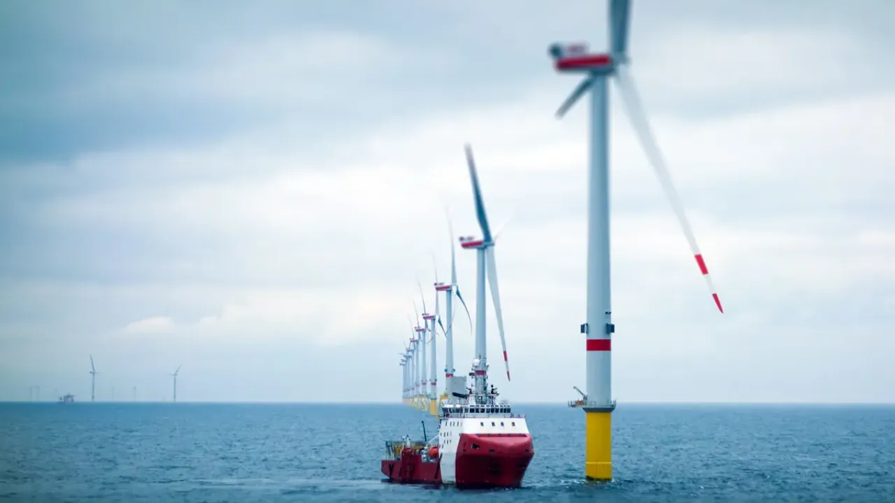 Windfarm and ship