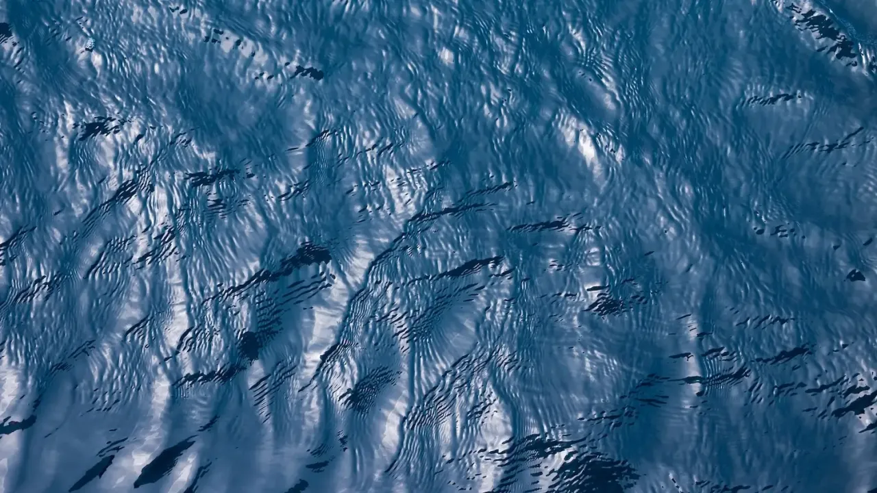 Blue sea currents and waves