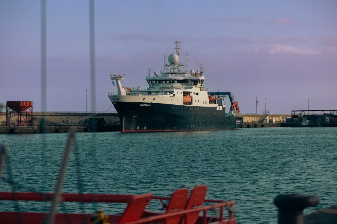 RRS Discovery dockside in Tenerife