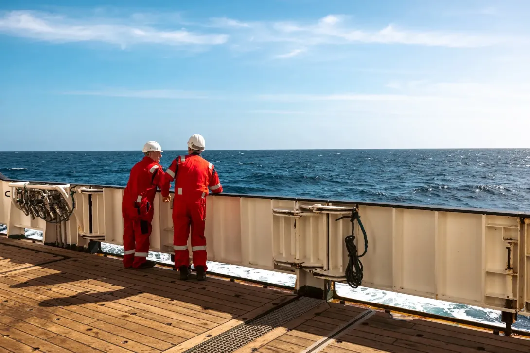 Engineers on the back deck of RRS Discovery